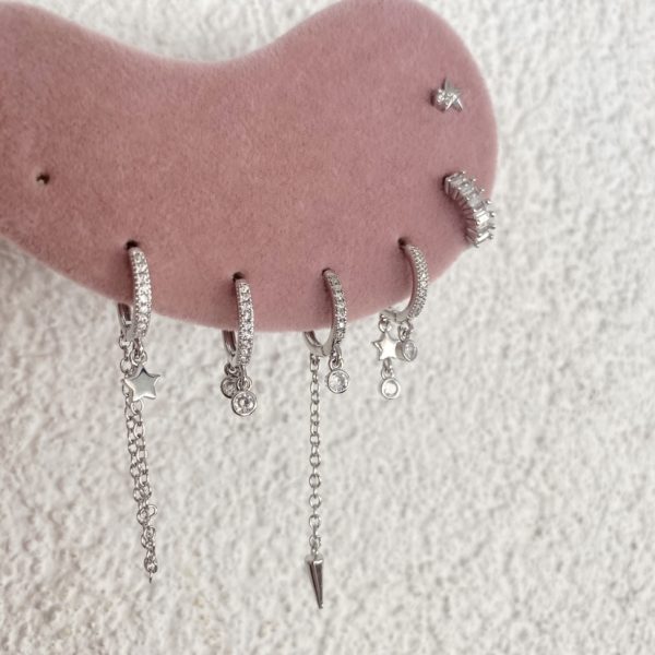 Stars Silver Küpe Seti